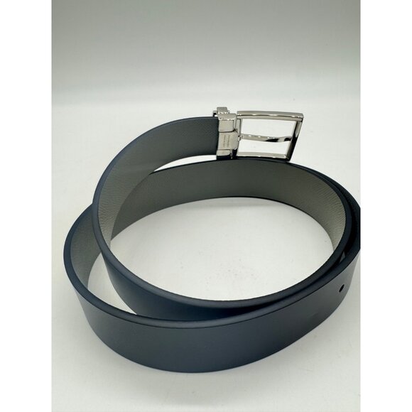 SALVATORE FERRAGAMO reversible leather men's dress belt BLACK/ SAGE -90cm - Picture 12 of 14